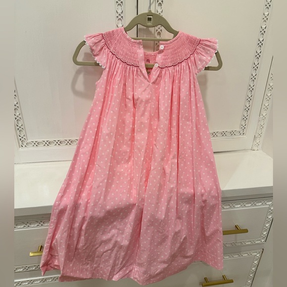 Shine Smocked Floral and Polka Dot Pink dress size 5 - Picture 3 of 3